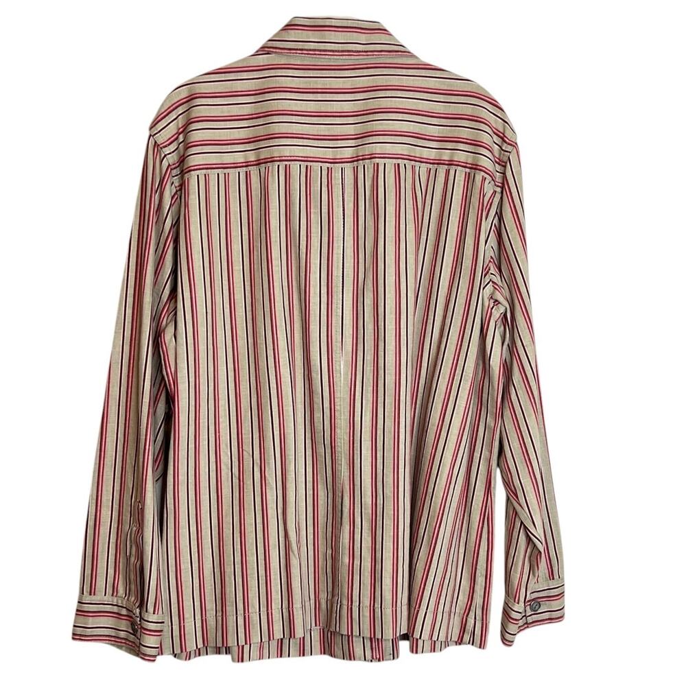Additions by Chicos Womens Linen Blend Shirt Size 3 US XL Beige Red Striped - Picture 4 of 7